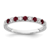 14k White Gold 1/2 carat Lab Grown Diamond VS/SI+ G+ and Lab Created Ruby Complete Band